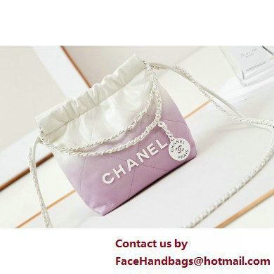 Chanel Patent Gradient Calfskin & Lacquered Metal CHANEL 22 Mini Handbag AS3980 White/Light Purple 2025